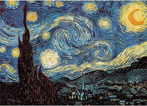 Fumoi 1000 Piezas de Puzzle para Adultos: Noche Estrellada por Vincent Van Gogh Puzzle de 1000 Piezas Puzzle para Adultos
