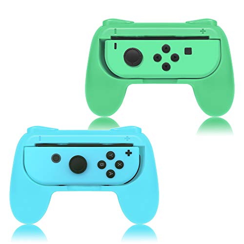 FYOUNG Agarres para Manos Grip para Nintendo Switch Joy-con Mandos Set, Cómoda Empuñaduras Funda para Nintendo Switch Joy con Controller - Verde Claro y Azul (2 Paquetes)