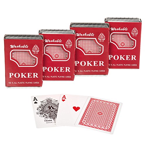 Goods & Gadgets Cartas de póquer Real Cartas de plástico Cartas de Juego 100% de plástico; 4 Barajas