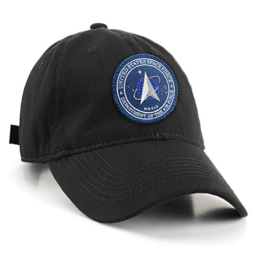 Gorra de béisbol negra con logotipo bordado de la fuerza espacial para hombre, gorra de béisbol teñida de perfil bajo, 100% algodón, 6 paneles