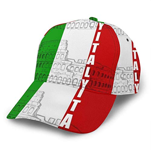 Gorra de béisbol unisex Italia Bandera italiana Gorras del coliseo romano Snapback Bill Hip Hop Sombreros/Sombrero