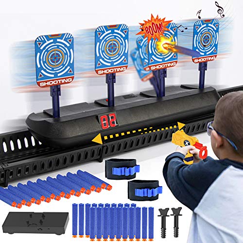 HahaGo Objetivo Digital electrónico móvil para Pistolas Nerf, Restablecimiento automático de Objetivos de Disparo Digitales eléctricos con luz y Sonido Puntuación automática para Juegos de niños