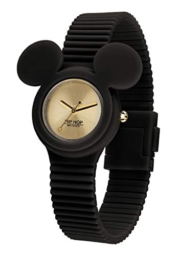 Hip Hop Watches - Reloj para Mujer - Edición Especial Aniversario de Mickey Mouse - Colección Icono Mickey - Correa de Silicona - Caja de 32mm - Impermeable - Negro