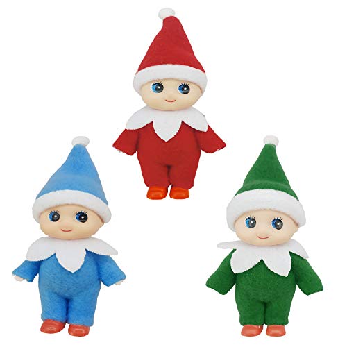 HONGCI 3 Pack Mini Muñeca de Elfo de Navidad,Muñeca de Elfo en Miniatura de Navidad,Juguetes novedosos de Navidad,Muñecos de Elfo de Bebé,Juguetes para Niños y Niñas, año Nuevo