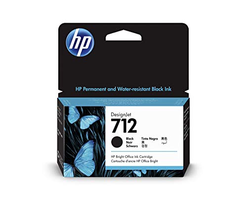 HP 712 3ED70A Negro, Cartucho de Tinta Original HP, de 38ml, para Impresoras Plotter de Gran Formato HP DesignJet Series T650, T630, T250, T230 y Studio y Cabezal de Impresión HP 713