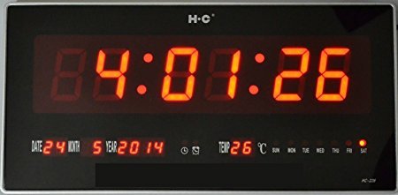Ideal AB482 - Reloj digital de pared, led, con fecha y temperatura, medidas: 47 x 22 x 3 CM