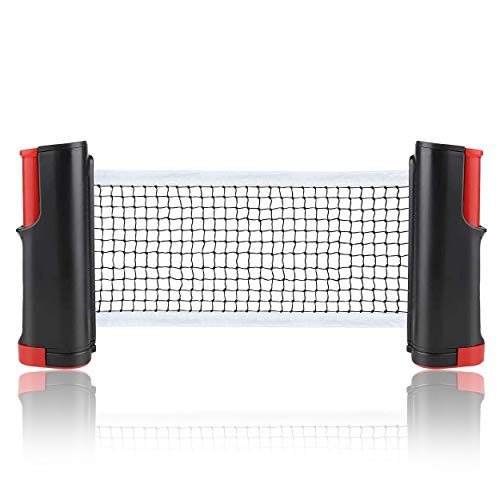 INMHMING Red de Tenis de Mesa,Repuesto Portátil Retráctil Table Tennis Net,para Entrenamiento Abrazaderas, Longitud Ajustable 190 (MAX) x 14cm