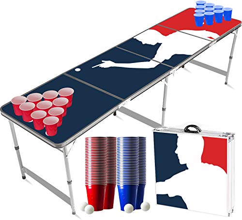 Juego de Beer Pong Player | 1 Mesa Beer Pong + 120 Tazas (60 Azules y 60 Rojas) + 6 Bolas | Mesa Oficial | Juego de Beber | OriginalCup®