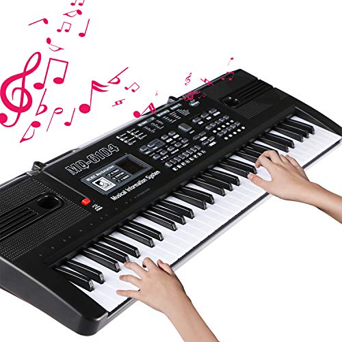 Keyboard Piano Teclado Electrónico Piano 61 Teclas Portátil USB Piano Digital Con Micrófono, Musical Digital Piano para principiantes o estudiantes (negro)