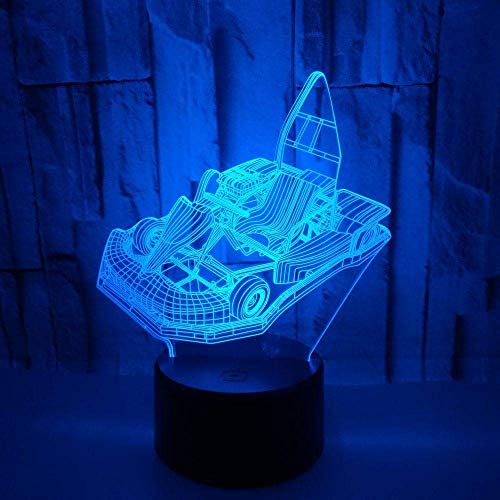 Lámpara De Ilusión 3D Luz De Noche Led 7 Colores Chagne Kart Usb Juguetes Creativos Decoración De Coche Iluminación Para Dormir De Bebé