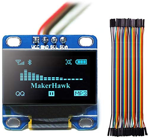 MakerHawk Módulo de Pantalla OLED, Módulo de Pantalla LED SPI I2C IIC 128X64 LCD para Arduino UNO R3 STM 0.96 Pulgadas y 40 Piezas Cable 20CM 40-Pin Female a Mujer