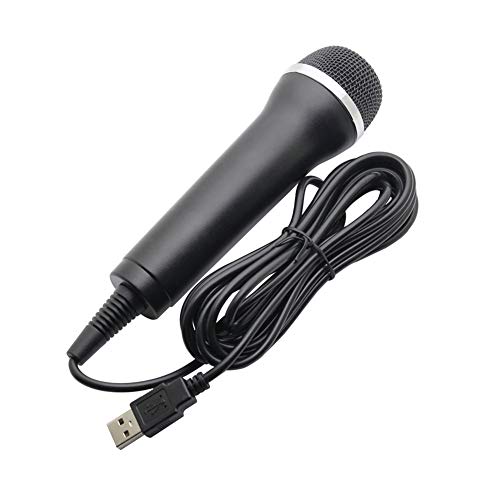 Micrófonos USB universales para ordenador y juegos de karaoke, compatible con Wii, PS2, PS3, PS4, XBO360, Wii, cable de 3,5 m, color negro