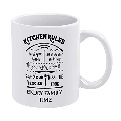 Motivational Mug Kitchen Rules Wash Your Hands Ask If the Chef Needs Help 11 Oz