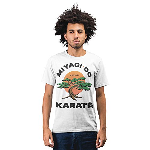 Mush dressyourstyle Camiseta Miyagi Do Karate Kid para hombre – Película años 80 Serie TV Netflix – Camiseta de manga corta 100% algodón orgánico blanco S