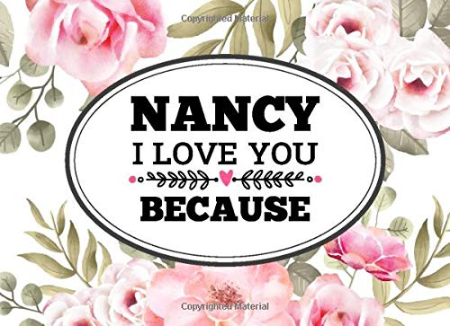 Nancy I Love You Because: Love book personalized birthday books for adults with Prompted Guided Fill In The Blank Journal Memory Book, I Love About ... Gift ... Birthday Christmas Greeting Card