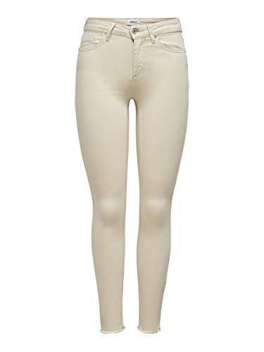 Only ONLBLUSH Mid SK ANKRAW Col Life PNT Noos Jeans, Ecru, 30 cm (Medium) para Mujer