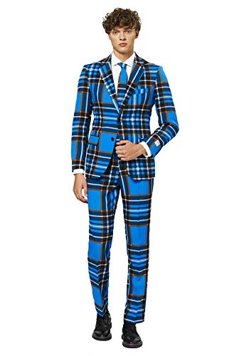 OppoSuits Fun Ugly Christmas Suits for Men – The Rudolph – Full Suit: Jacket, Pants & Tie Traje de Hombre, Corazón Valiente, 40