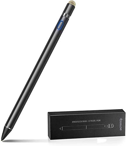 Osaloe Lápiz Táctil Universal para iPad y iPhone, Punta Fina de 1,5 mm, Lápiz Capacitivo Alta Precisión Recargable, Stylus Pen para iOS/Android Tabletas Teléfonos Móviles (Negro)