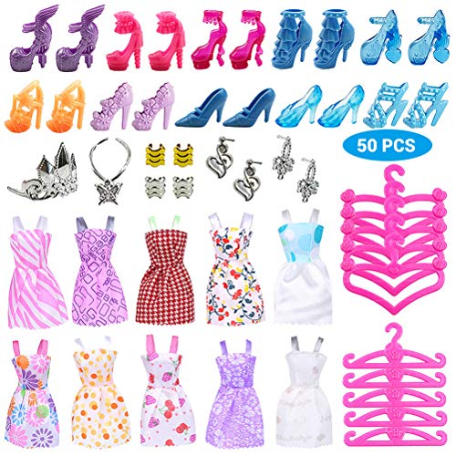Ourine 50 Psc/Set Barbie Accesorios de Muñeca Lindo Vestido de Tacones Altos Conjunto para Barbie Ropa Accesorios para Muñeca