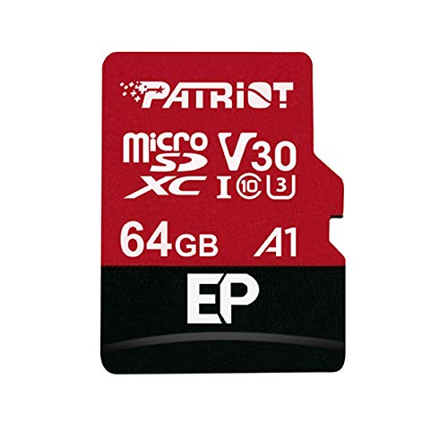 Patriot Memory Tarjeta de Memoria MicroSDXC EP Series A1 V30 V30 64 GB hasta 90MB/Sec PEF64GEP31MCX