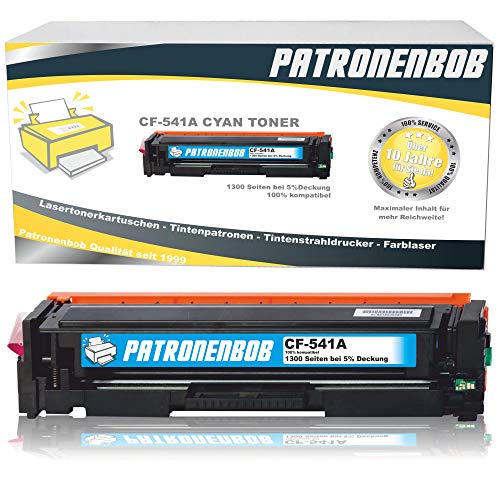 Patronenbob® - Tóner compatible con HP CF540A-CF543A, para Color Laserjet Pro M-280nw M-281fdn M-281fdw M-254nw M-254dw - 203A, lote de 4 cartuchos, color (3) Cian