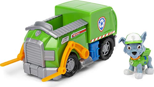 PAW Patrol Vehículo de camión de Reciclaje Rocky's con Figura Coleccionable, para niños a Partir de 3 años