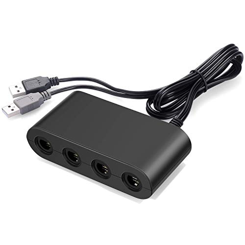 pdobq Gamecube - Adaptador de mando compatible con Wii U, PC, Switch Gamecube Adaptador Super Smash Bros. Apoyo Trubo y Vibración, Plug and Play