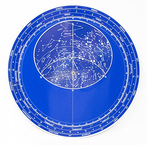 Planisferio luminiscente gigante 28 cm - Mapa estelar brilla en la oscuridad - Calendario rotatorio con fecha y hora de las Constelaciones y estrellas del universo - Melquiades Original