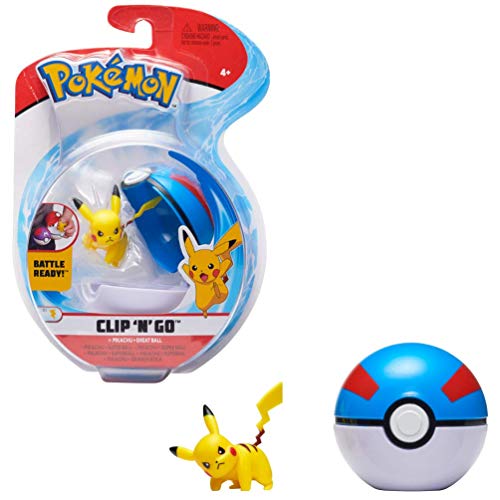 PoKéMoN Clip 'N' Go Pikachu y Poké Ball, Contiene 1 Figura y 1 Poké Ball, New Wave 2021, con Licencia Oficial
