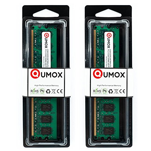 QUMOX Memoria DIMM para computadora Desktop 4GB(2x 2GB) DDR2 667MHz PC2-5300 PC2-5400 DDR2 667 (240 PIN)