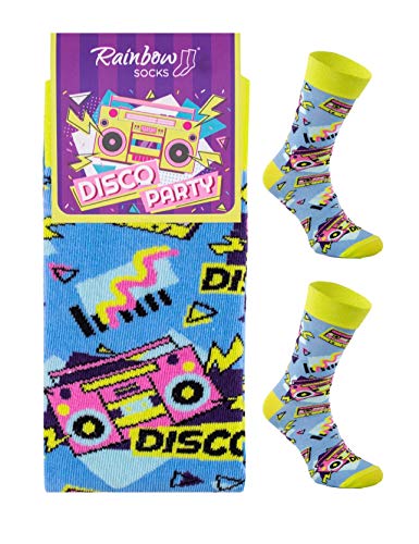 Rainbow Socks - Hombre Mujer Divertidos Altos Calcetines Party - 1 Pares - Disco - Talla 36-40