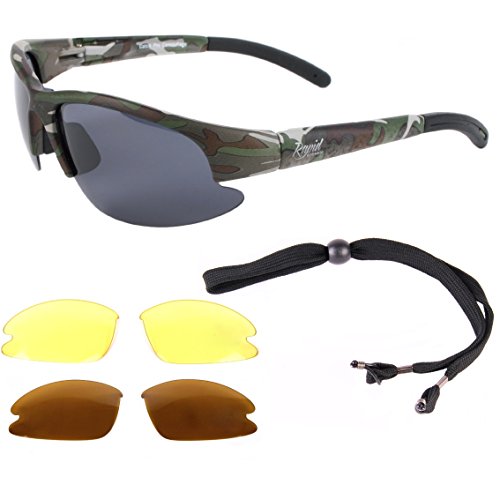 Rapid Eyewear GAFAS DE SOL POLARIZADAS DE CAMUFLAJE Catch Pro para hombre y mujer, con lentes intercambiables. Ideales para pescar, cazar, y como gafas para uso militares. Protección UV (UV400)