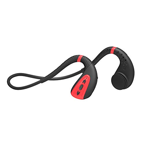 Reproductor de mp3 de natación, auriculares de natación, auriculares deportivos, bajo el reproductor de música bajo el agua (negro rojo)