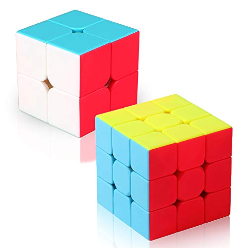 ROXENDA Speed Cube Set, Cubos de Velocidad 2x2 3x3, Fácil de Tornear y Liso Jugar, Cubo de Velocidad para Principiantes y Pro, Stickerless