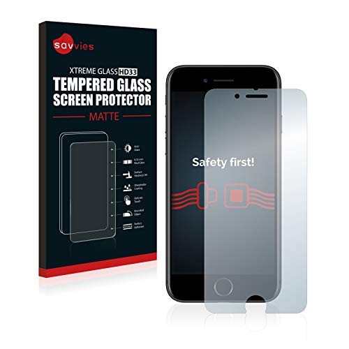 savvies Protector Cristal Mate Compatible con Apple iPhone 7/8 - Dureza 9H, Antireflejos