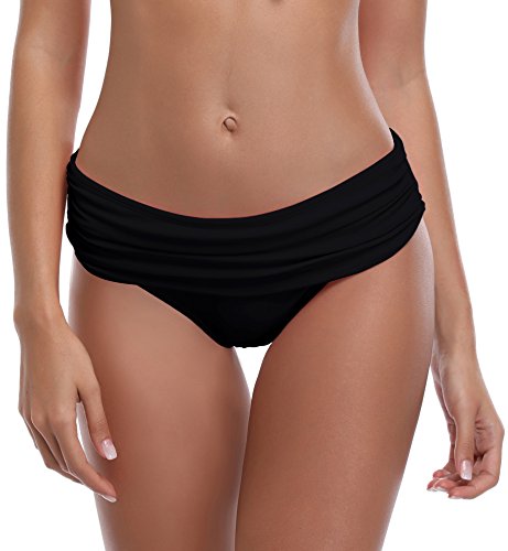 SHEKINI Mujer Braguita de Bkini Pantalón la Parte de Abajo Bikini Interior Braguitas Bañador Traje de Baño Bragas (Medium, Negro)
