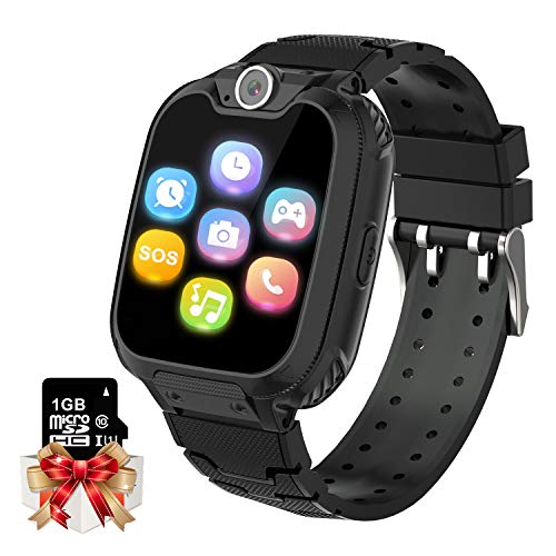 Smartwatch para Niños Game Watch - Juego de Música Reloj Inteligente (Incluye Tarjeta Micro SD de 1GB) con Juegos de Llamada Grabadora de Cámara Reloj Despertador para Niños Niñas (Negro)