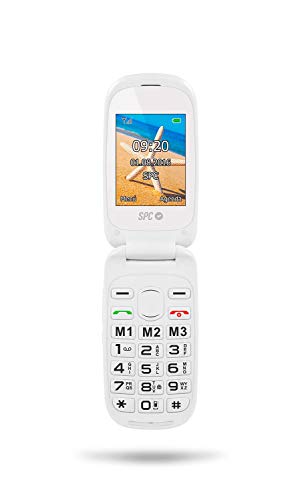 SPC Harmony - Teléfono móvil (Dual SIM, Números y letras grandes, 3 memorias directas, 5 números SOS, cámara de fotos) – Color Blanco
