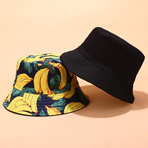 SSX   Bucket Hat Hip Hop Casual Impreso Fruit Fishermen Sun Hat Playa Senderismo Algodón Gorra de Pesca Sombrero para el Sol, Amarillo, tamaño Adulto