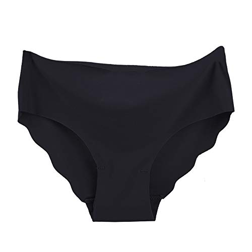 STRIR Pack de 4 Braguita Mujer sin Costuras Ropa Interior Slip Invisible de Cintura Media Transpirable y Ligera Clásico (L, Negro)