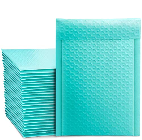 Switory 50pcs A5 15,3cm×26,9cm Poly Bubble Mailers Sobres auto-sellados acolchados Bubble Lined Poly Mailer Teal para embalaje verde