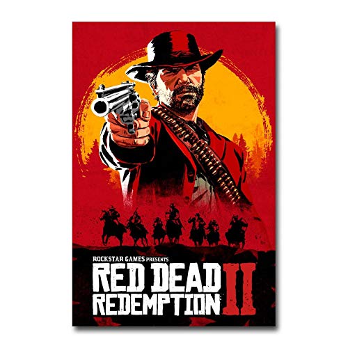 TTXXC Red Dead Redemption 2 Game Canvas Póster Wall Art Print Painting 20x30 60x90cm Wallpaper Decorative Wall Picture for Living Room,60x90cm