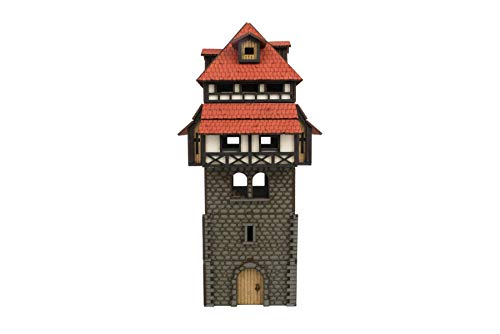 War World Gaming Medieval Town - Torre de Guardia (Pintada/Sin Pintar) – 28mm Wargaming Maquetas Dioramas