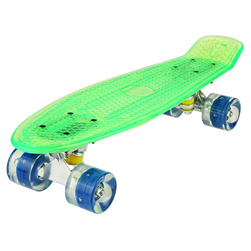 WeSkate Cruiser - Monopatín completo Mini Skateboard de 55 cm, Penny Board con ruedas LED de poliuretano, rodamientos ABEC-7, ideal como regalo para niños, adolescentes y adultos, Verde + Azul