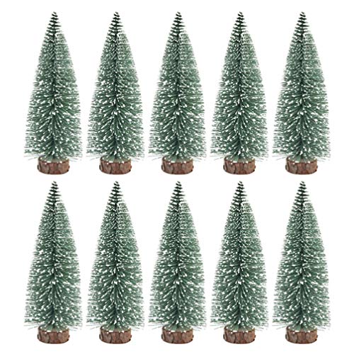 WINOMO - 10 piezas de 15 cm de madera de pino en miniatura para decoración de árbol de Navidad con cubiertas de nieve de pino, adornos para manualidades navideñas y diseños