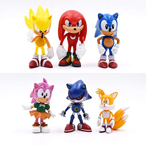 XINKANG Juguete Figura sónica 6 unids/Lote Sonic Sega Figuras PVC Juguetes Personajes Sonic Figura Juguete