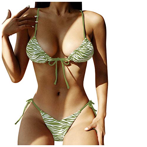 YANFANG Traje de baño Ropa de Playa Mujeres Moda Imprimir Sexy Backless Sujetador Acolchado Beach Bikini Set