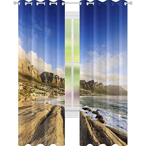 YUAZHOQI cortinas opacas para oscurecer la habitación Camps Bay Beach Table Mountain Ciudad del Cabo Sudáfrica Sala de estar dormitorio cortinas cortinas de 132 x 213 cm