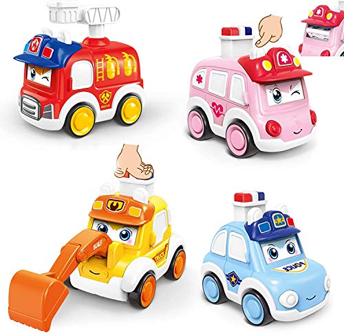 ZWOOS Coches de Juguete para Niños Pequeños 4PCS Figuras Coches Vehículos De Juguete Coches Camiones para bebés 1 2 3 4 años de Edad (A)