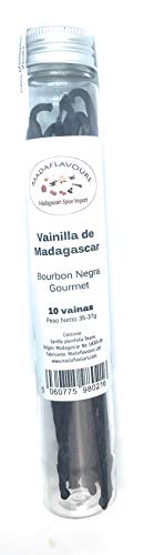 10 Premium Gourmet Vainilla Grado A Bourbon Vainas de vainilla de Madagascar, 14/17cm de peso neto largo 30-35g en tubo sellado